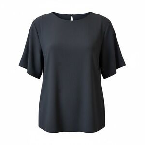 Womens CM Shapes Black Boxy Top‎ 2X Black Short Sleeve Vintage 90s